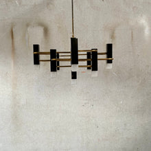 Load image into Gallery viewer, Mid-century Modern Brass Chandelier by Gaetano Sciolari for S.a. Boulanger 1970
