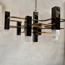 Load image into Gallery viewer, Mid-century Modern Brass Chandelier by Gaetano Sciolari for S.a. Boulanger 1970
