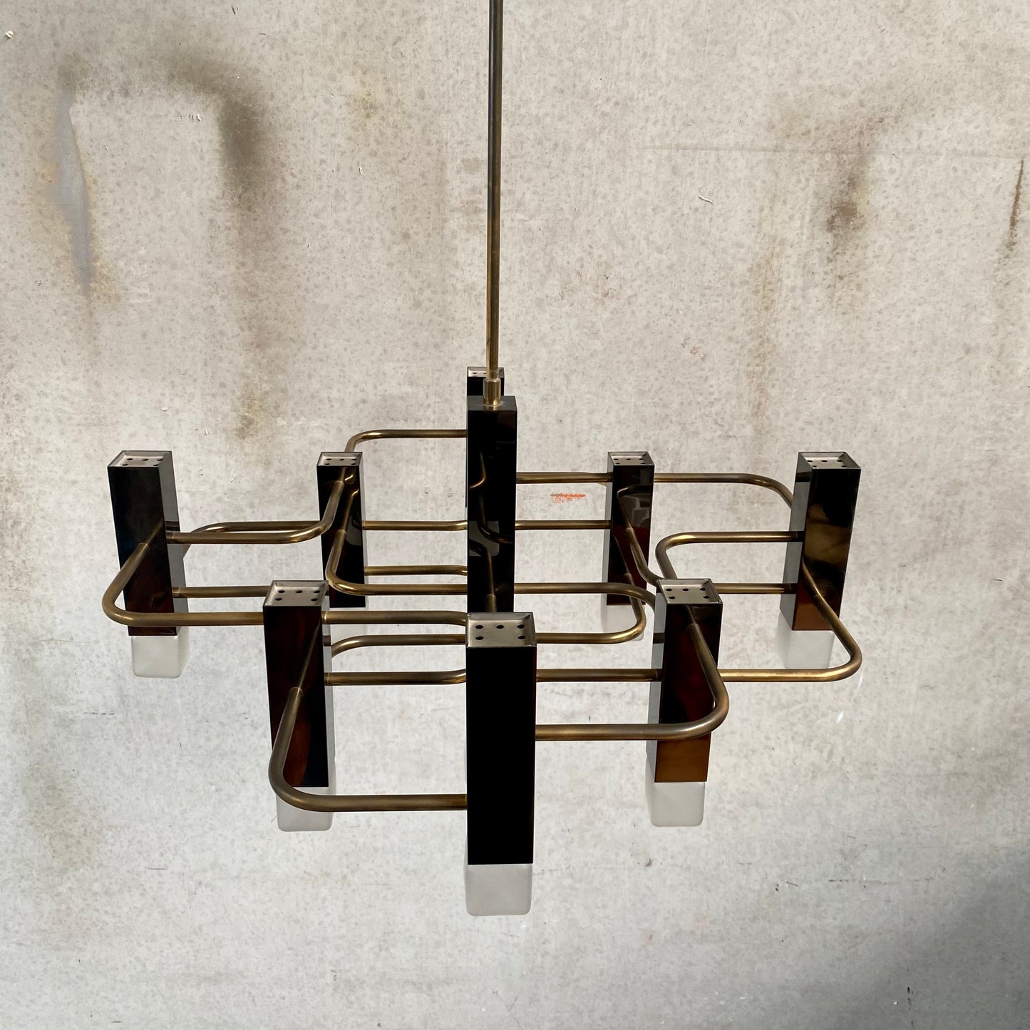 Kronleuchter aus Messing im Mid-Century-Modern-Stil von Gaetano Sciolari für Sa Boulanger, 1970