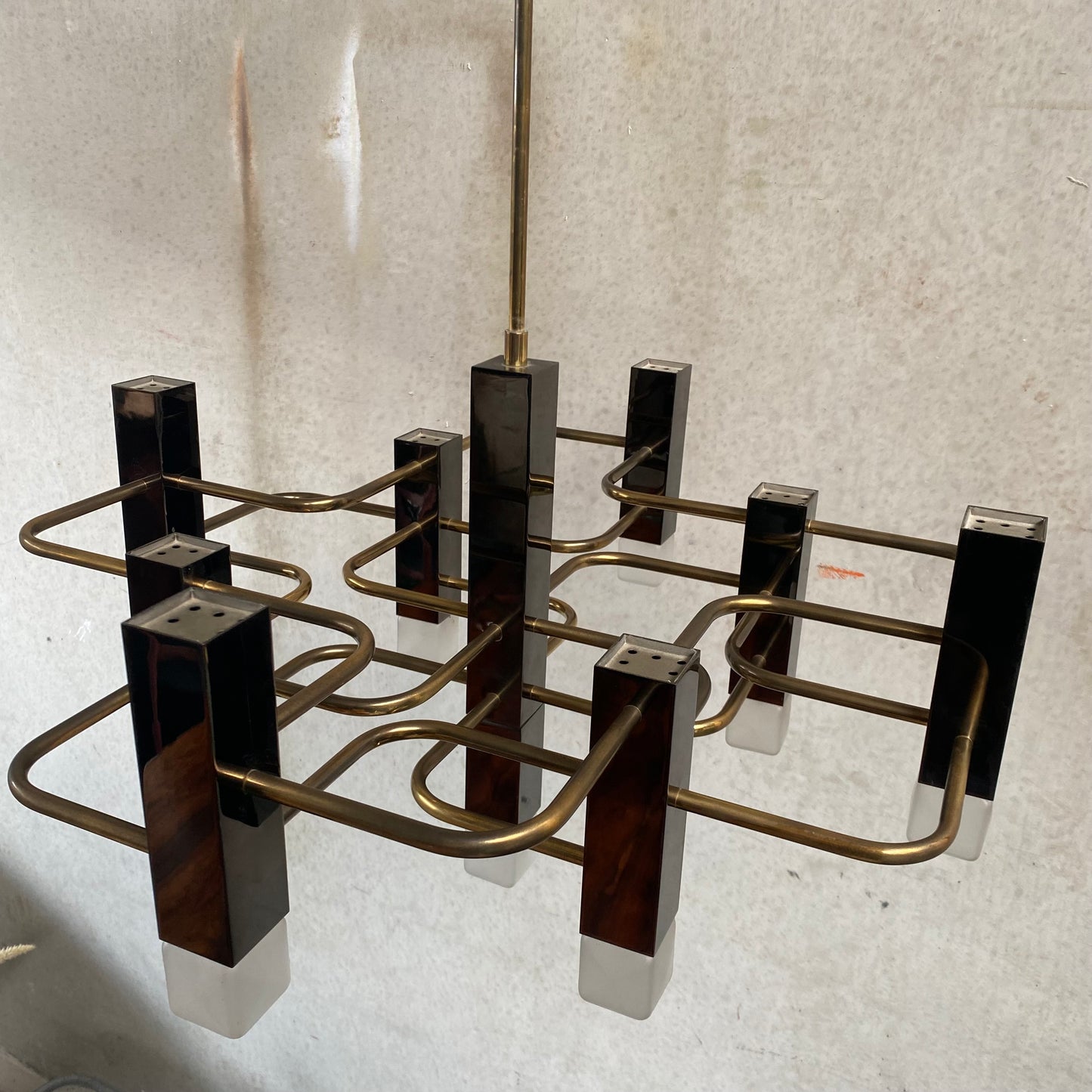 Kronleuchter aus Messing im Mid-Century-Modern-Stil von Gaetano Sciolari für Sa Boulanger, 1970