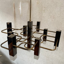 Load image into Gallery viewer, Mid-century Modern Brass Chandelier by Gaetano Sciolari for S.a. Boulanger 1970
