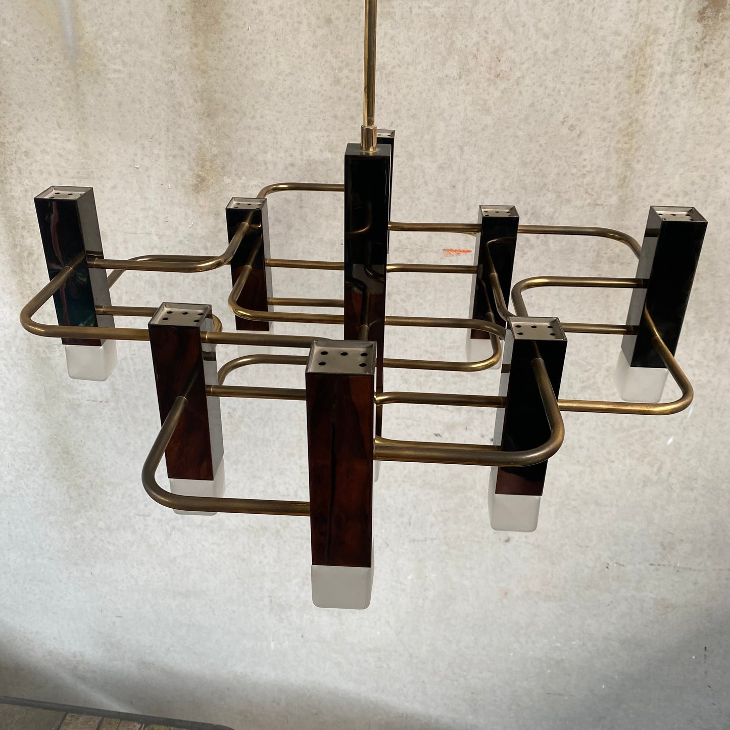 Kronleuchter aus Messing im Mid-Century-Modern-Stil von Gaetano Sciolari für Sa Boulanger, 1970