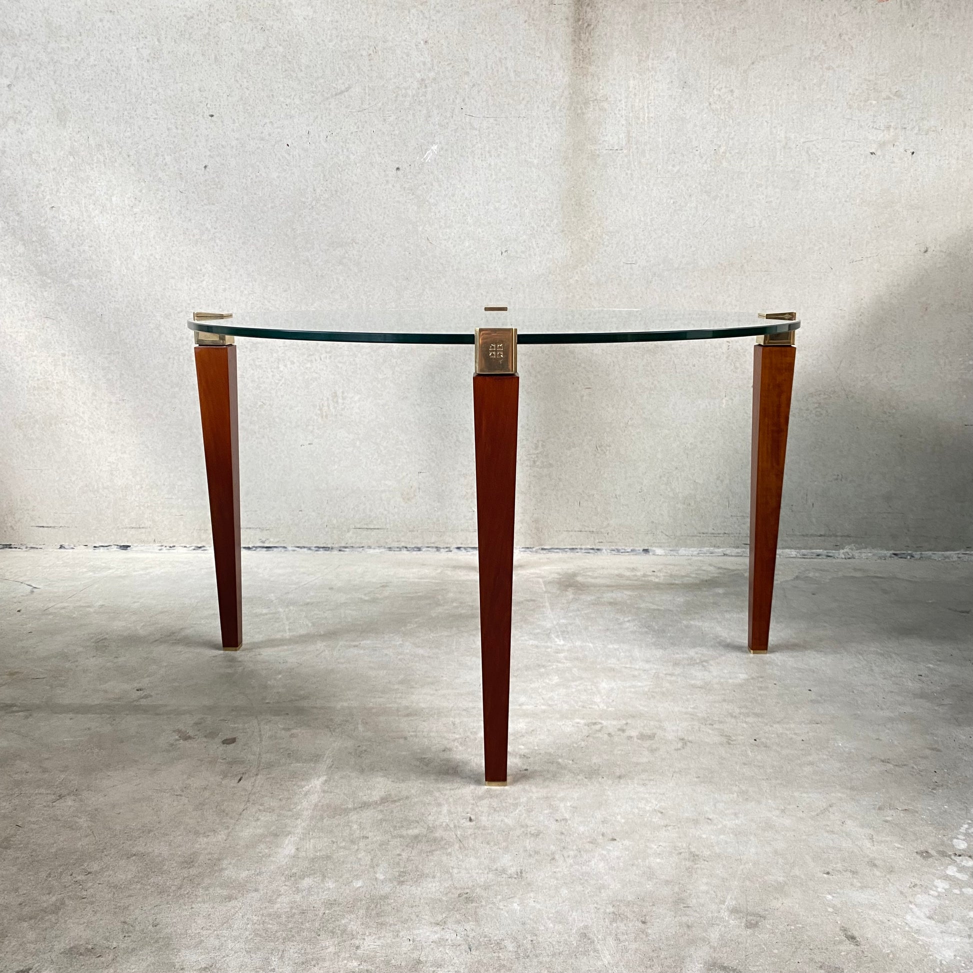 Mid-century Peter Ghyczy "T56" Glass and Brass Round Dining Table, Netherlands 1970