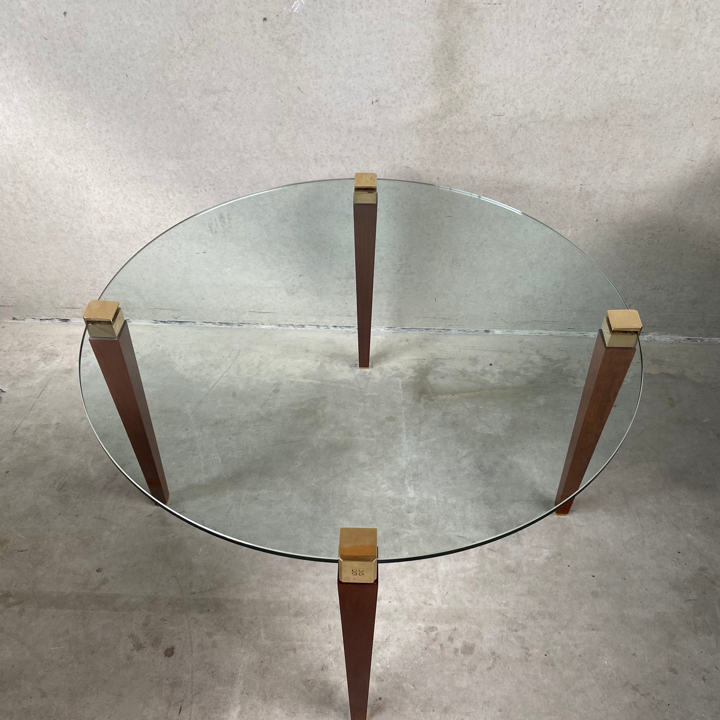 Mid-century Peter Ghyczy "T56" Glass and Brass Round Dining Table, Netherlands 1970