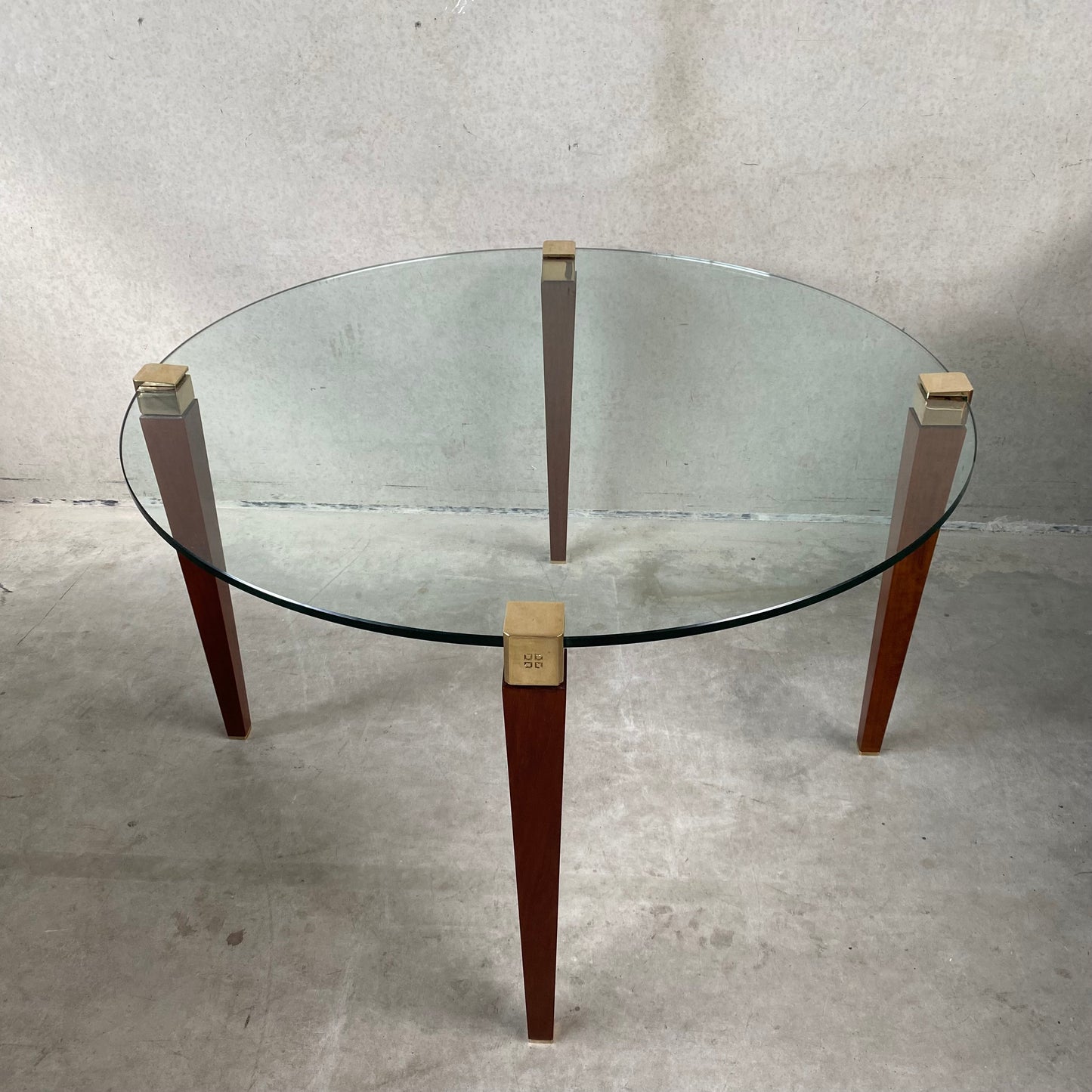 Mid-century Peter Ghyczy "T56" Glass and Brass Round Dining Table, Netherlands 1970