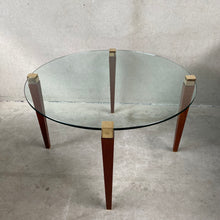 Load image into Gallery viewer, Mid-century Peter Ghyczy &quot;T56&quot; Glass and Brass Round Dining Table, Netherlands 1970
