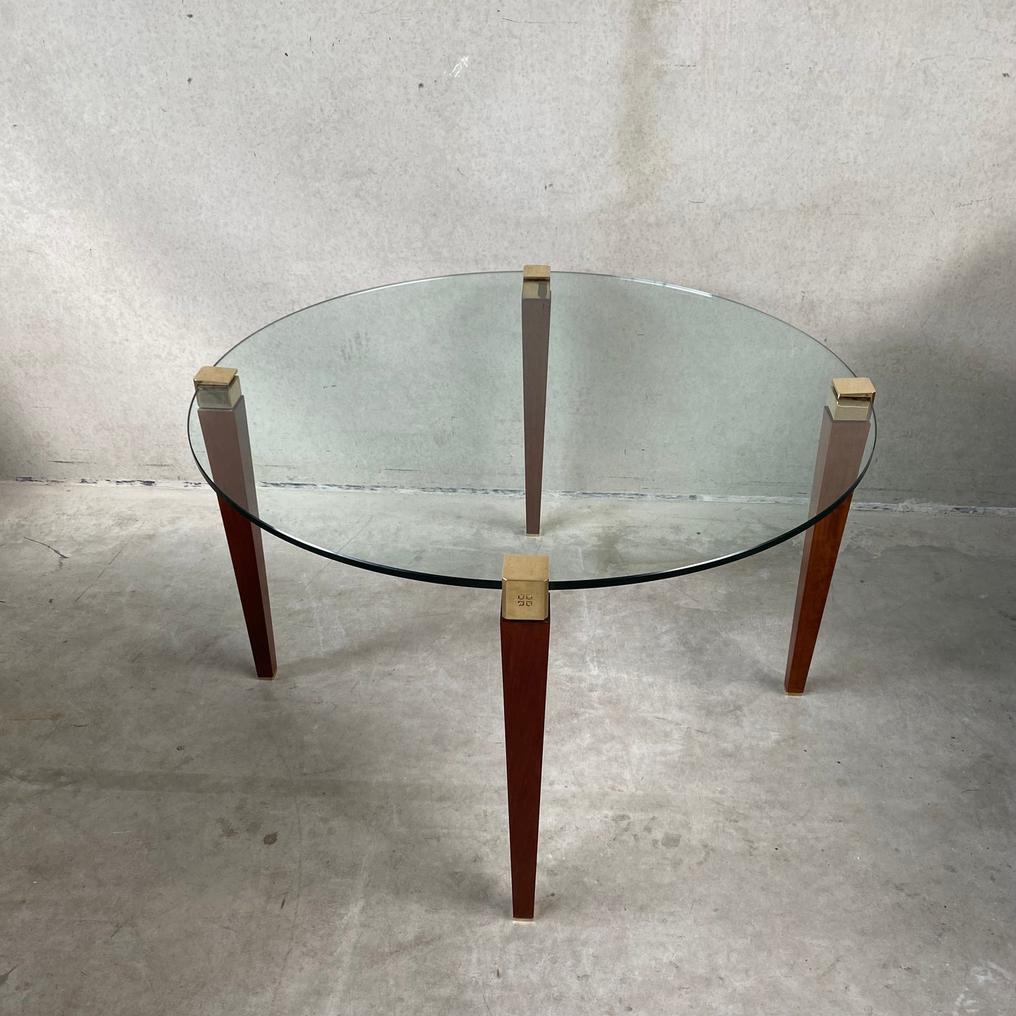 Mid-century Peter Ghyczy "T56" Glass and Brass Round Dining Table, Netherlands 1970