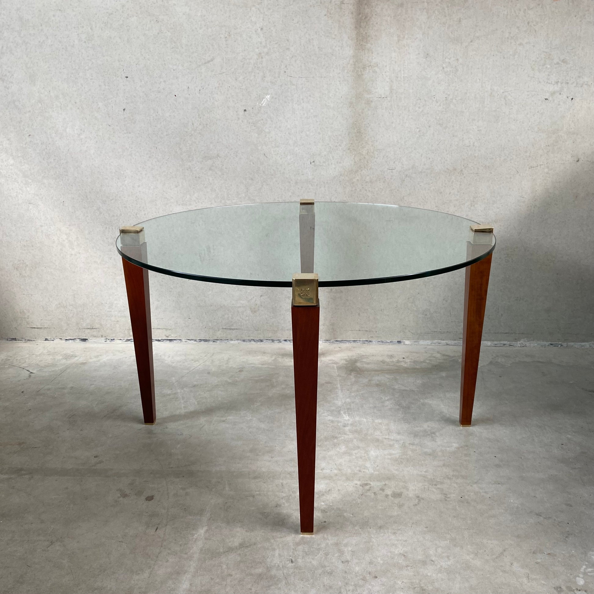 Mid-century Peter Ghyczy "T56" Glass and Brass Round Dining Table, Netherlands 1970