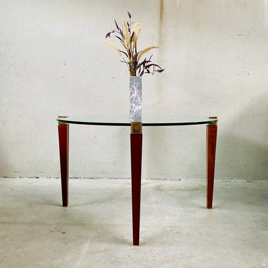 Mid-century Peter Ghyczy "T56" Glass and Brass Round Dining Table, Netherlands 1970