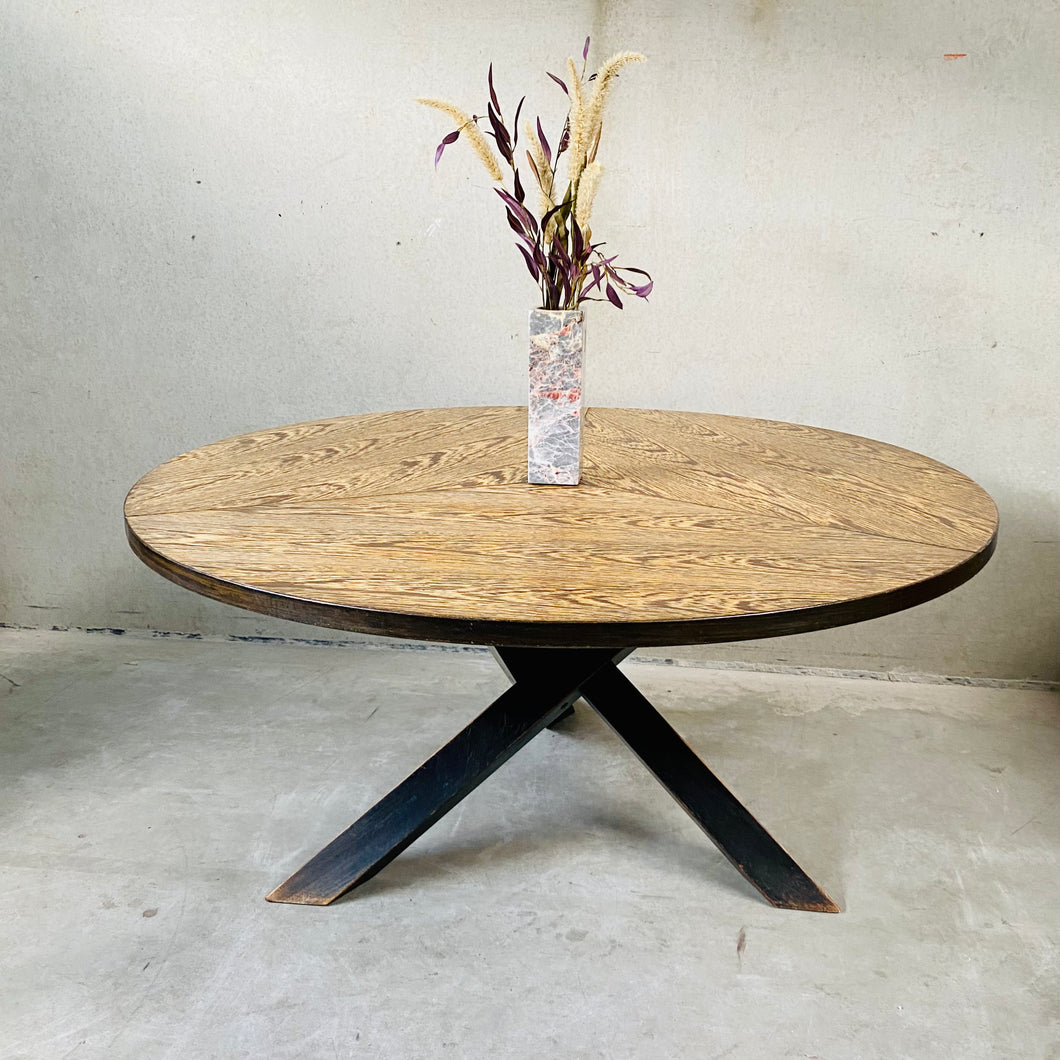 Mid-Century Round Wengé Dining Table by Martin Visser for 'T Spectrum, Netherlands 1960