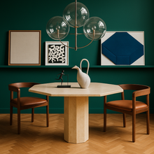 Load image into Gallery viewer, Mid-Century Octagonal Travertine Dining Table Italy 1980

