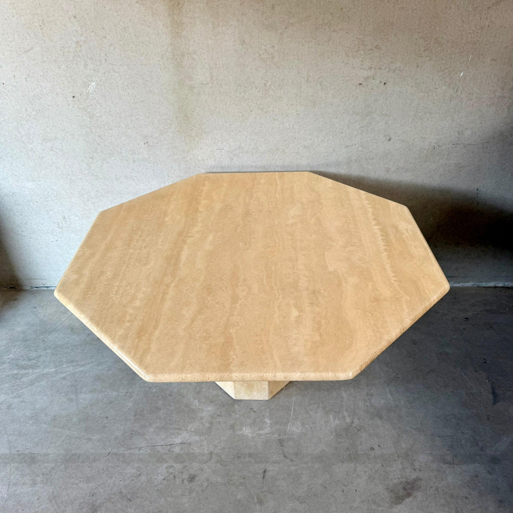 Mid-Century Octagonal Travertine Dining Table Italy 1980