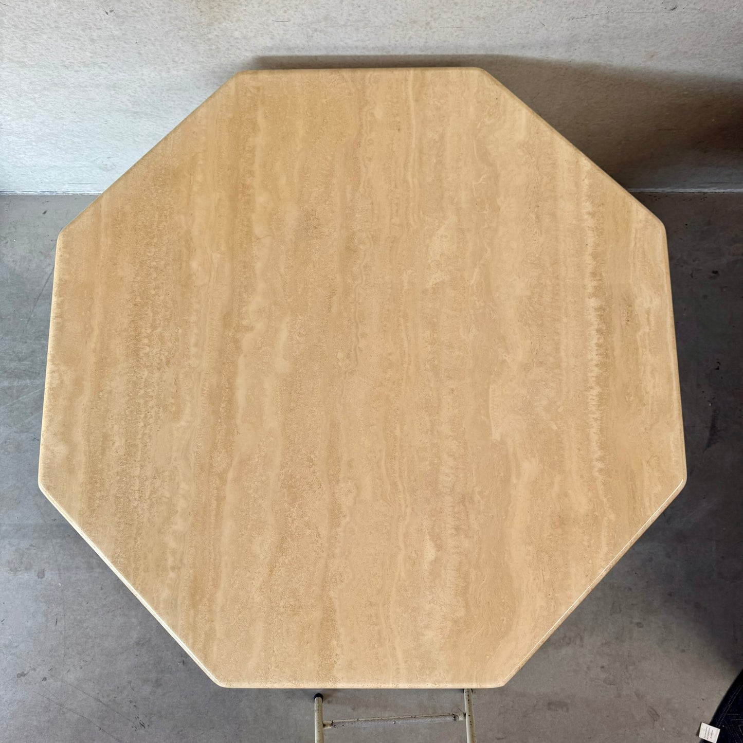 Mid-Century Octagonal Travertine Dining Table Italy 1980