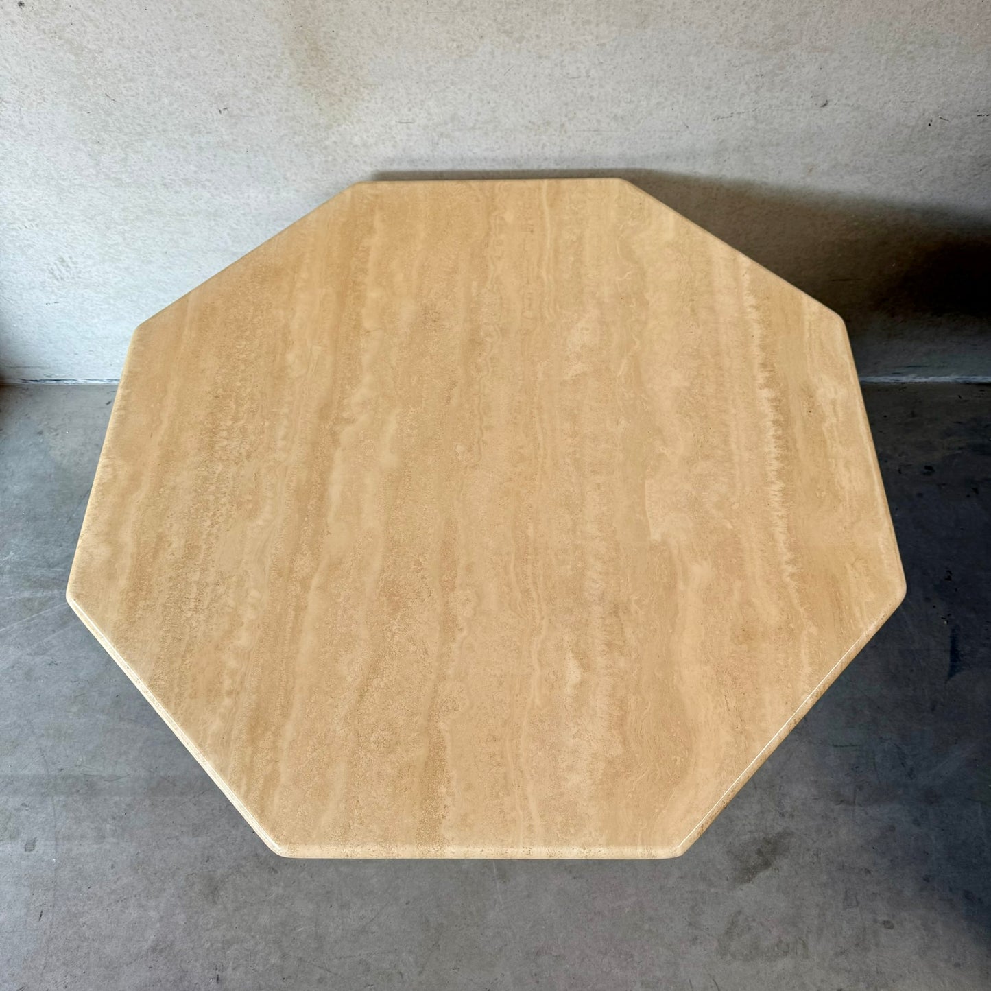 Mid-Century Octagonal Travertine Dining Table Italy 1980