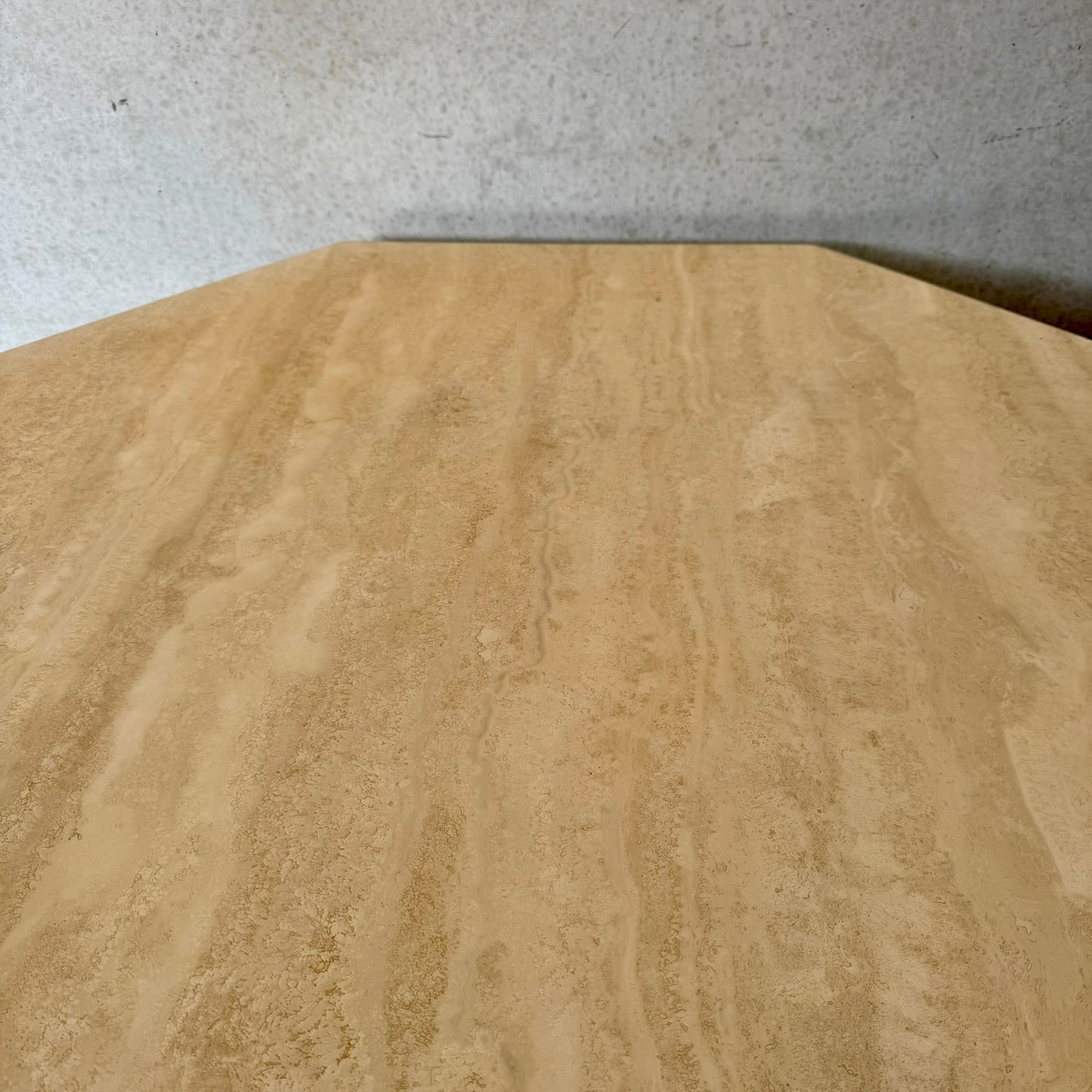 Mid-Century Octagonal Travertine Dining Table Italy 1980