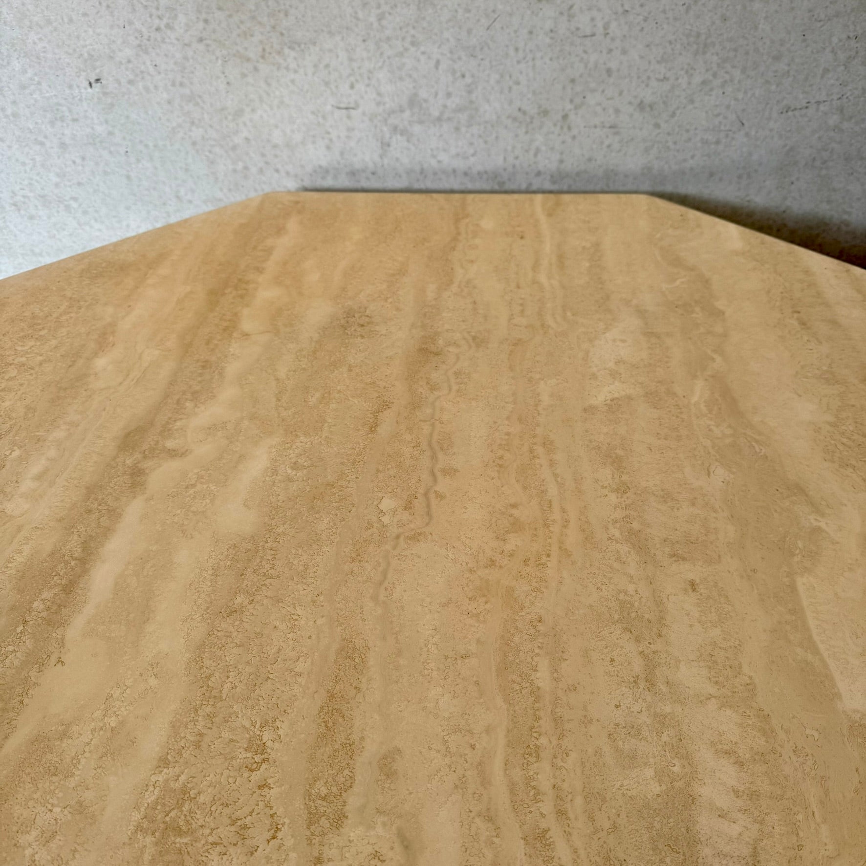 Mid-Century Octagonal Travertine Dining Table Italy 1980