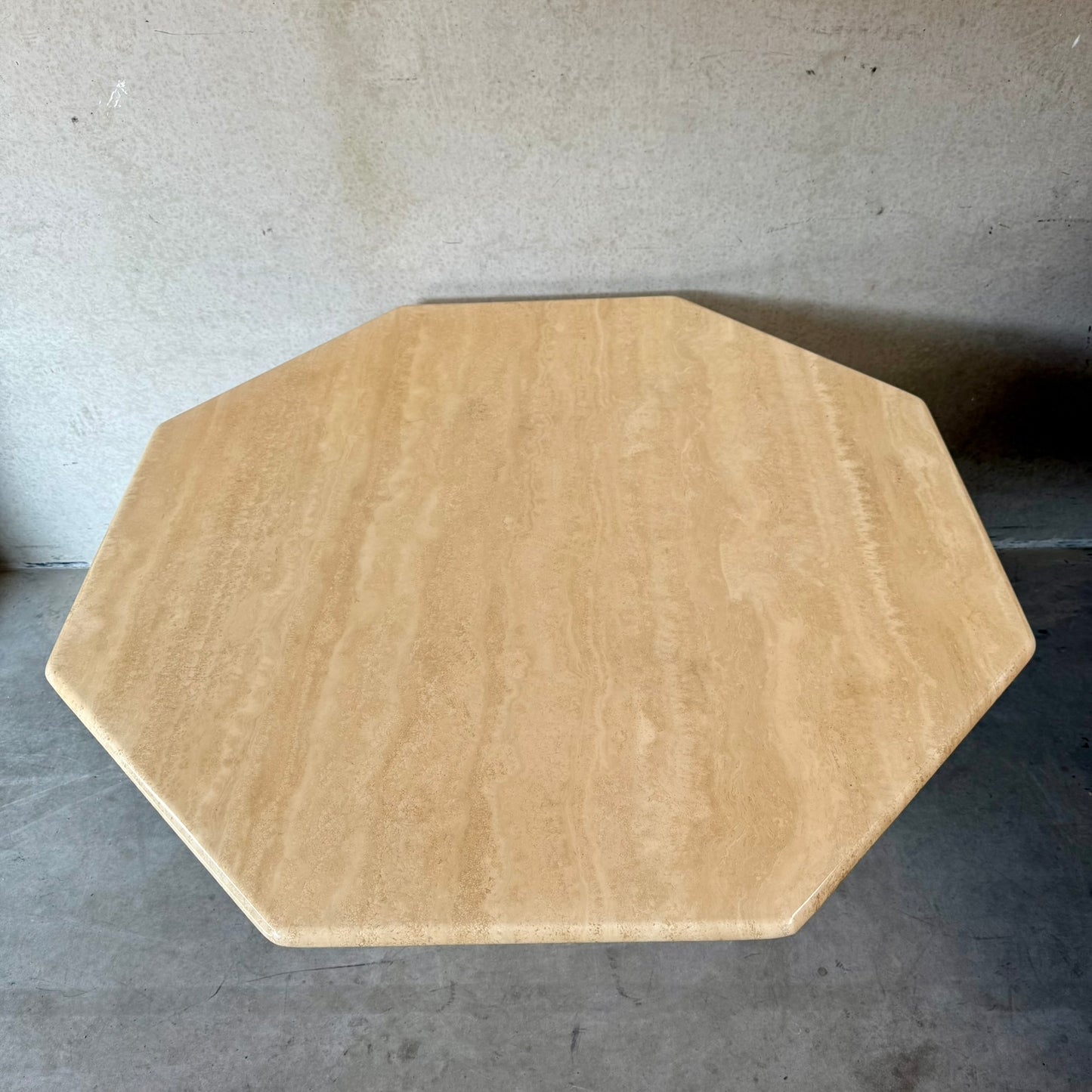 Mid-Century Octagonal Travertine Dining Table Italy 1980