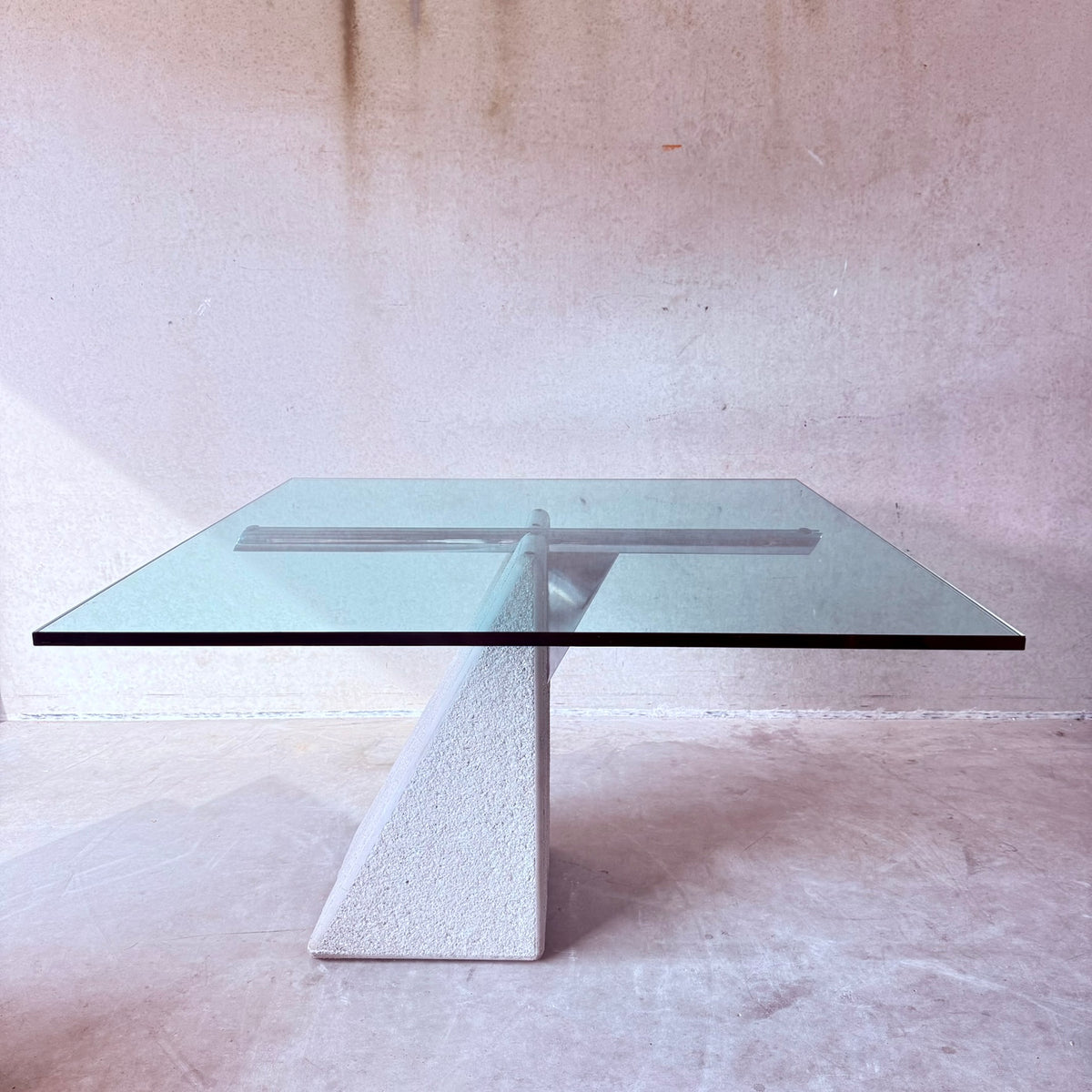 Mid-century Square Giovanni Offredi Concrete Dining Table for Saporiti, Italy 1970