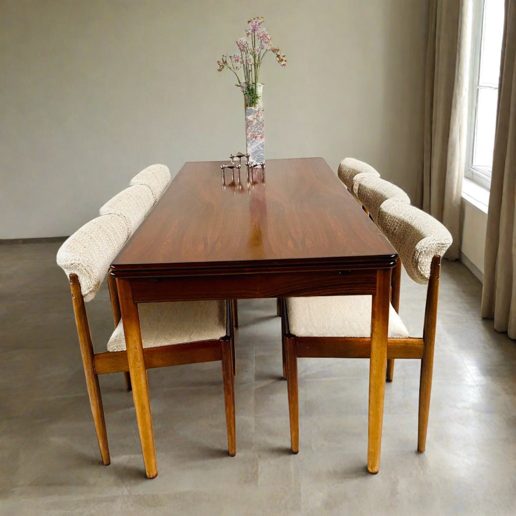 Mid-century Danish Design Extendable Dining Set With 6 Chairs, Denmark 1960