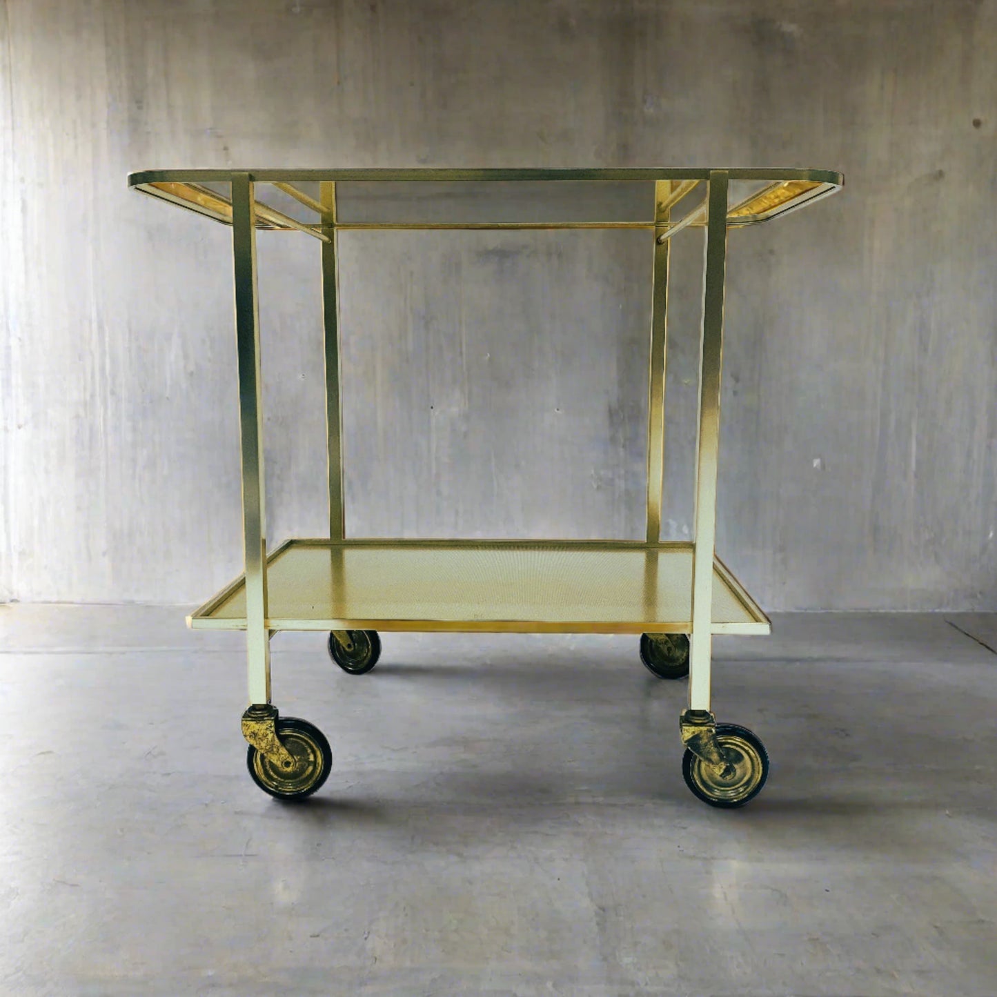 Mid-Century Modern Gold Aluminium Barwagen von Werkenswurf Sihlmetall, Schweiz 1970