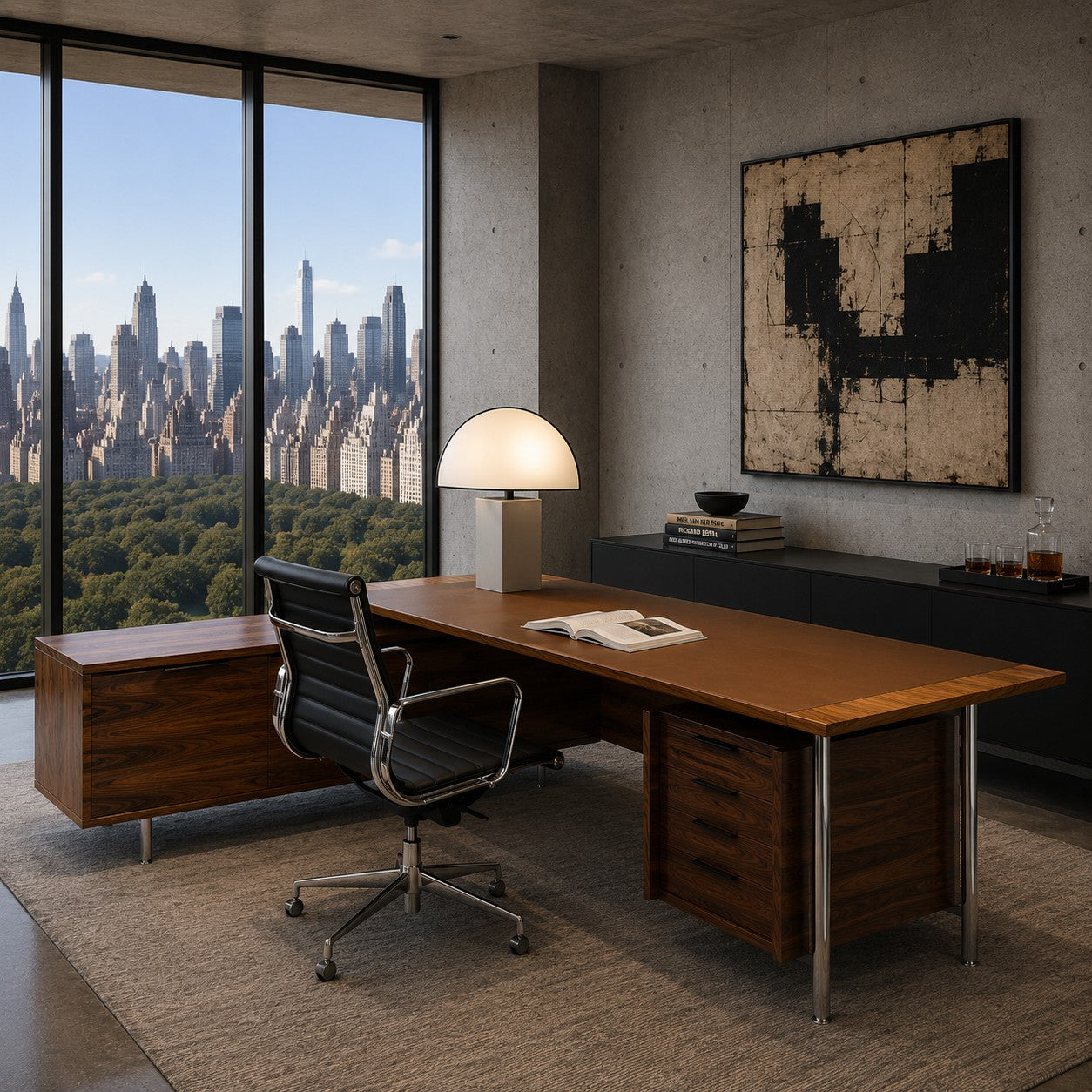 MID-CENTURY ROSEWOOD AND LEATHER EXECUTIVE DESK BY SVEN IVAR DYSTHE FOR DOKKA MOBLER, NORWAY 1960S