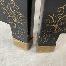 Load image into Gallery viewer, Chinese Black Carved Soapstone Flower Birds 4 Panel Folding Screen Room Divider
