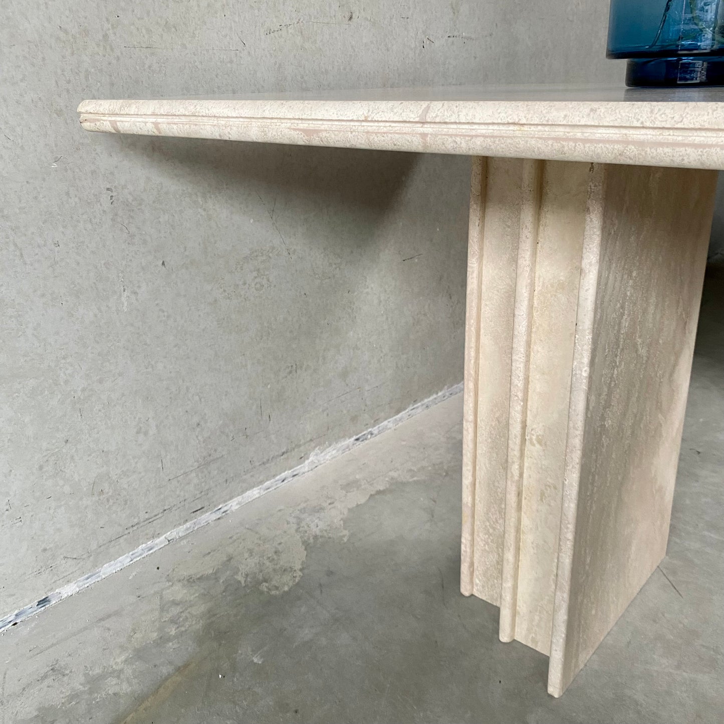 Grande table de salle à manger rectangulaire en travertin italien, Italie 1980