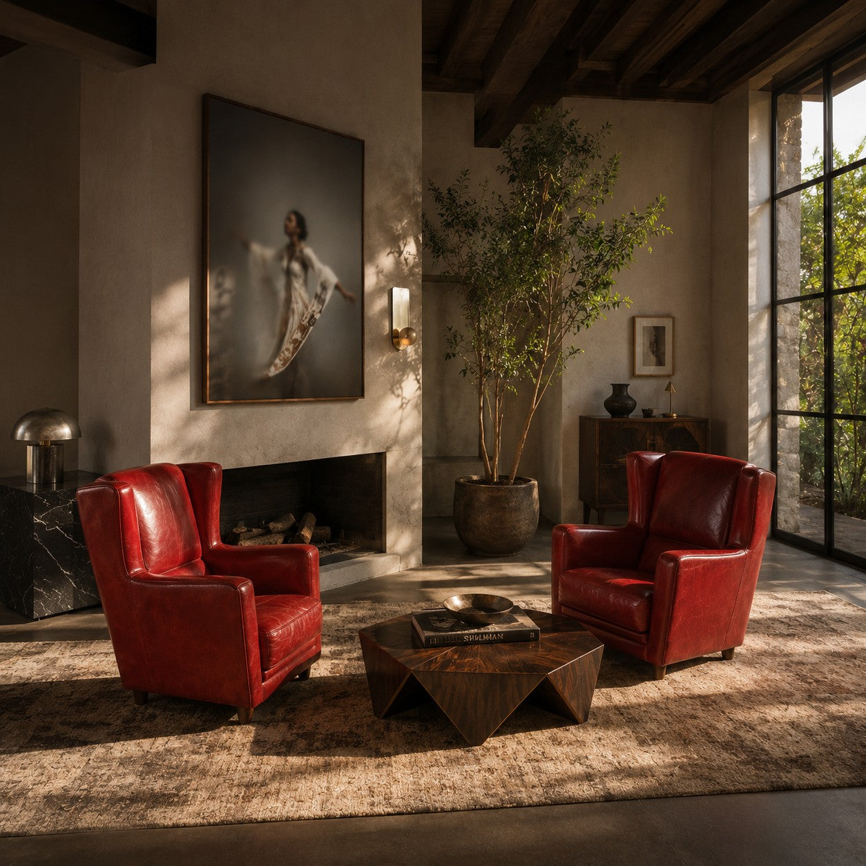 2 x Mid-century Ox-blood Red Leather Lounge Chairs "Bergère" by Baxter, Italy 1980