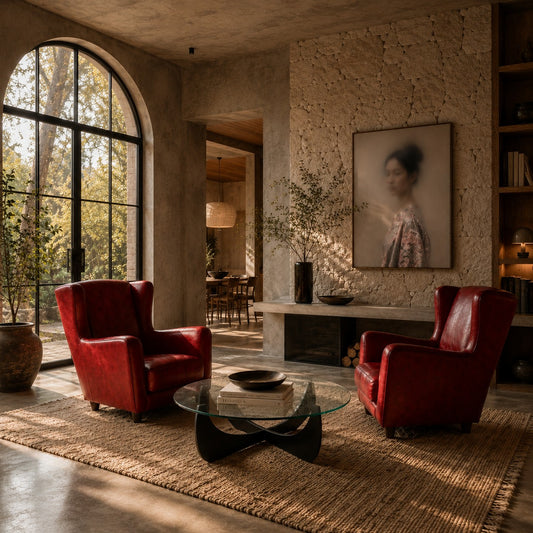 2 x Mid-century Ox-blood Red Leather Lounge Chairs "Bergère" by Baxter, Italy 1980