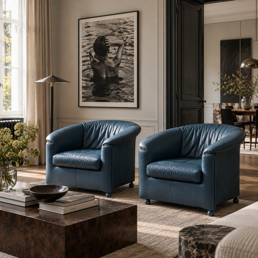 2 x Mid-century Leather Arm Chairs by Paolo Piva for Wittmann, Austria 1980