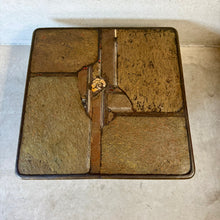 Load image into Gallery viewer, Brutalist Square Slate Stone Ammonite Coffee Table by Paul Kingma 1994
