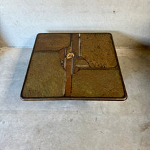 Load image into Gallery viewer, Brutalist Square Slate Stone Ammonite Coffee Table by Paul Kingma 1994
