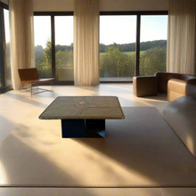 Load image into Gallery viewer, Brutalist Square Slate Stone Ammonite Coffee Table by Paul Kingma 1994
