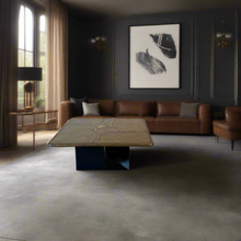 Load image into Gallery viewer, Brutalist Square Slate Stone Ammonite Coffee Table by Paul Kingma 1994
