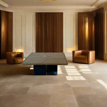 Load image into Gallery viewer, Brutalist Square Slate Stone Ammonite Coffee Table by Paul Kingma 1994
