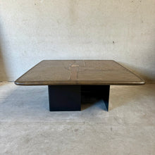 Load image into Gallery viewer, Brutalist Square Slate Stone Ammonite Coffee Table by Paul Kingma 1994
