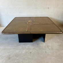Load image into Gallery viewer, Brutalist Square Slate Stone Ammonite Coffee Table by Paul Kingma 1994
