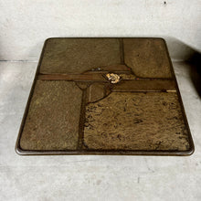 Load image into Gallery viewer, Brutalist Slate Stone Square Coffee Table By Sculptor Paul Kingma

