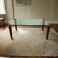 Load image into Gallery viewer, Mid-century Peter Ghyczy Rectangular Brass Glass Oak Coffee Table 1970
