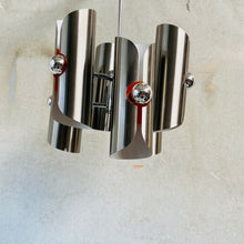 Load image into Gallery viewer, Mid-Century Pendant lamp by Polam Stainless Steel Chandelier 1970
