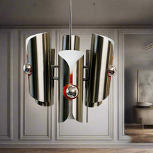 Load image into Gallery viewer, Mid-Century Pendant lamp by Polam Stainless Steel Chandelier 1970
