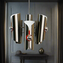 Load image into Gallery viewer, Mid-Century Pendant lamp by Polam Stainless Steel Chandelier 1970
