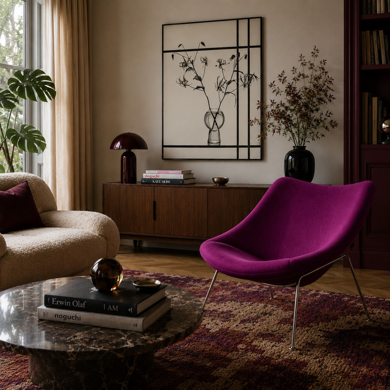Purple Lounge Chair Oyster "F157" by Pierre Paulin for Artifort, Netherlands 1970