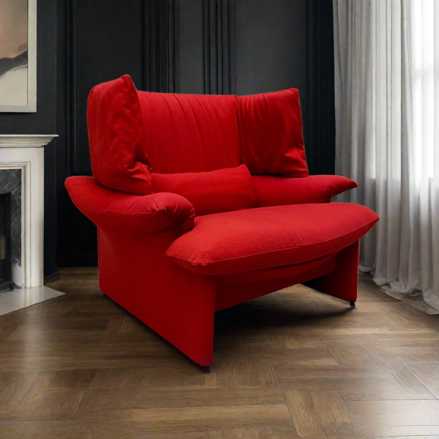 Roter Ohrensessel „Poltovenere“ von Vico Magistretti für Cassina, Italien, 1980