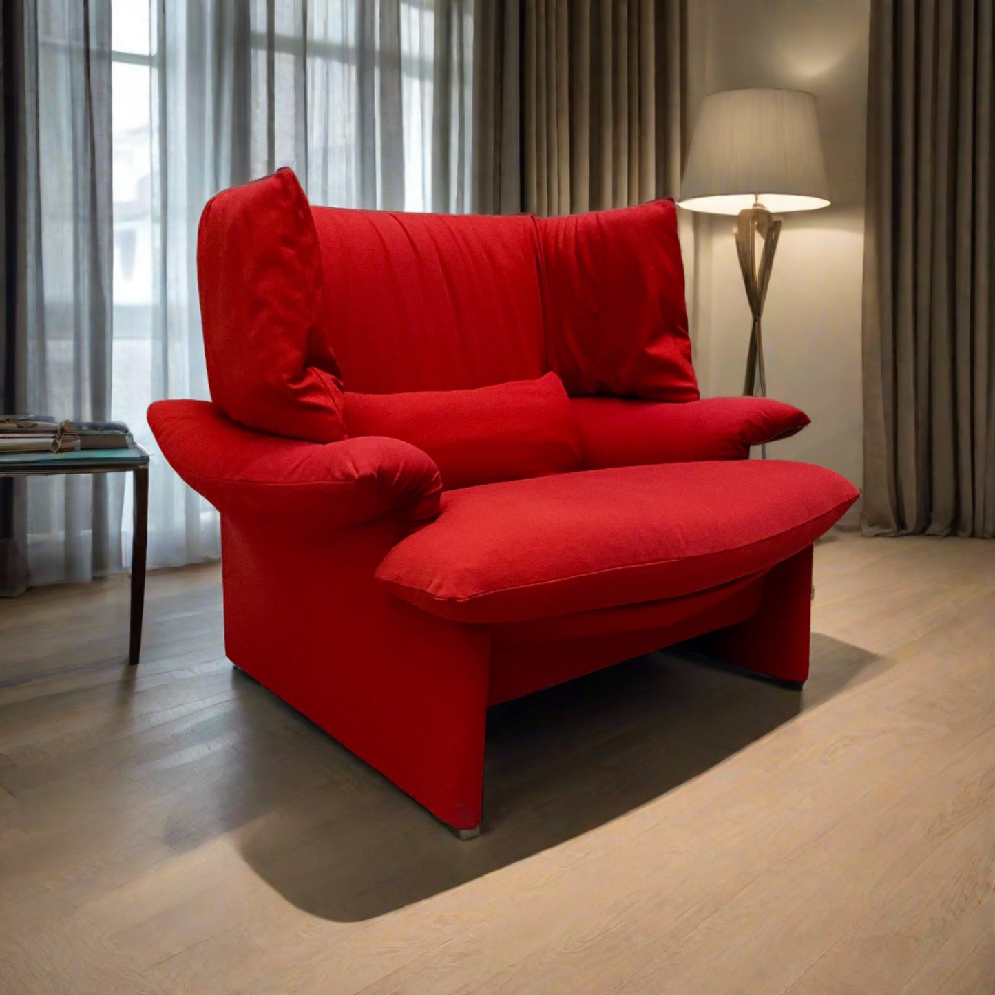 Roter Ohrensessel „Poltovenere“ von Vico Magistretti für Cassina, Italien, 1980
