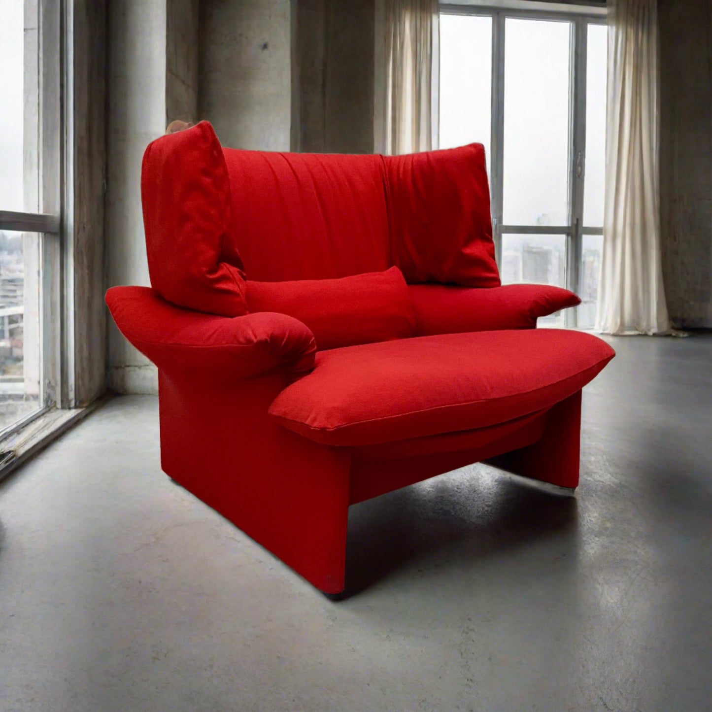 Roter Ohrensessel „Poltovenere“ von Vico Magistretti für Cassina, Italien, 1980