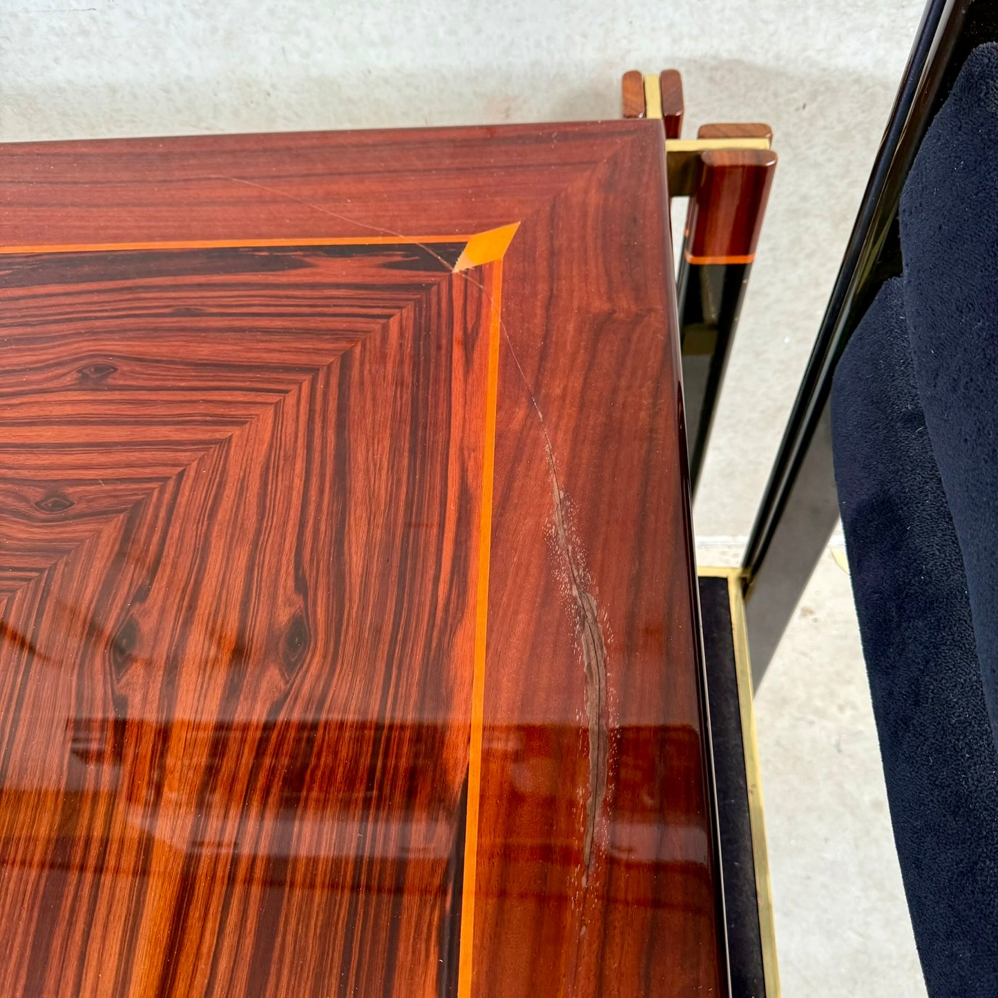 Ensemble de salle à manger en laiton et noyer italien, style Mid-Century, par Paolo Barracchia pour Roman Deco, Italie, 1978