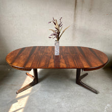Load image into Gallery viewer, Mid-Century Rosewood Round Extendable Danish Design Dining Table 1970
