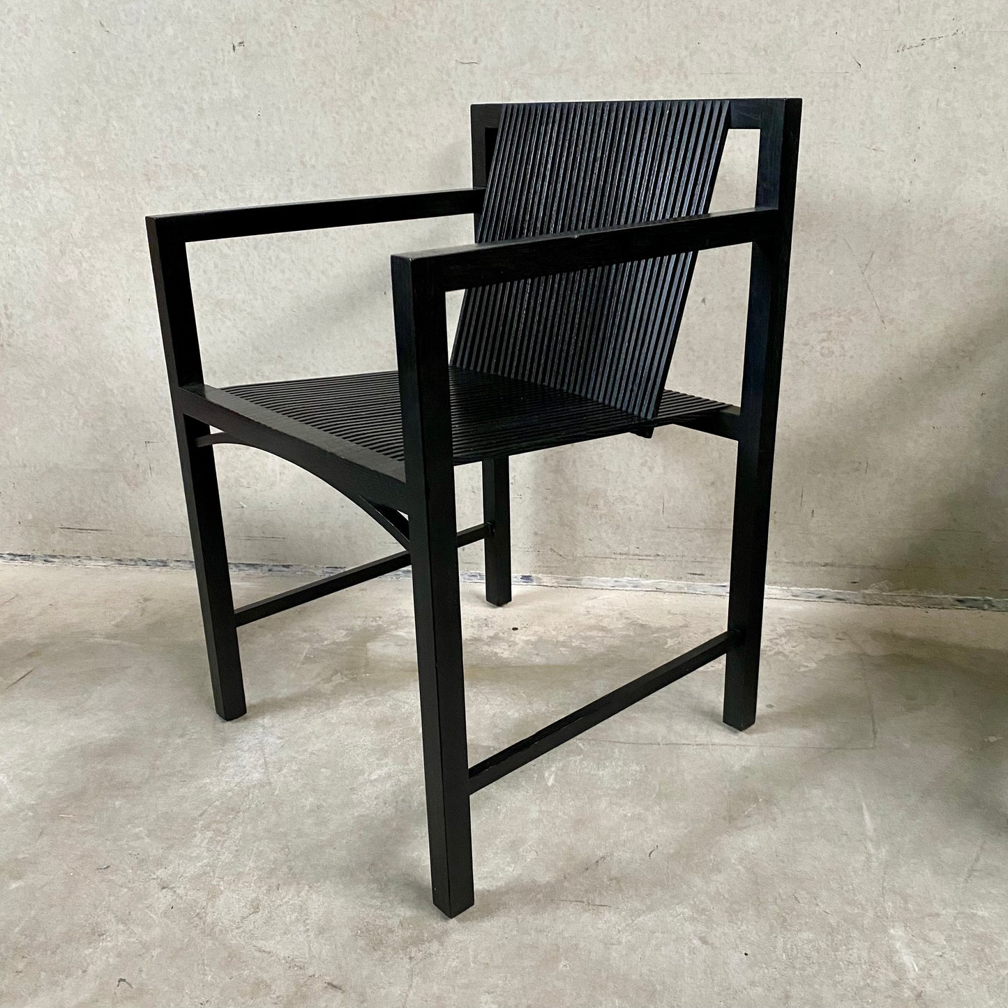 6 x Ruud-Jan Kokke black "latjes" chairs for 't Spectrum, Netherlands 1980