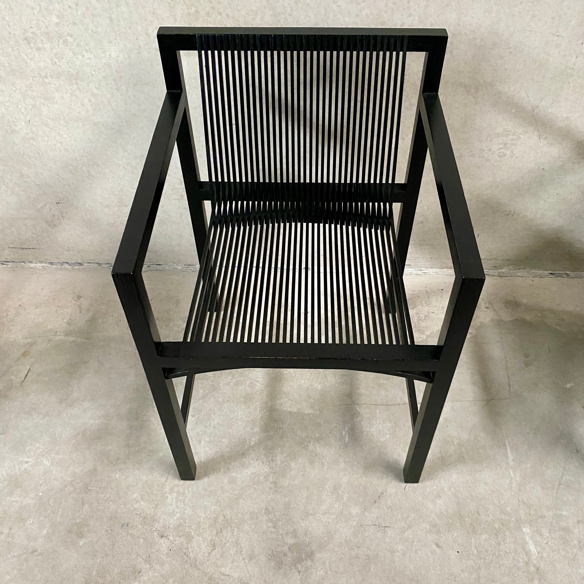 6 x Ruud-Jan Kokke black "latjes" chairs for 't Spectrum, Netherlands 1980